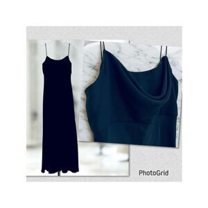 New Michelangelo 8 Black Sleeveless Cowl Neck Lined Evening Maxi Long Gown Dress